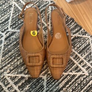 Kensie Brown Leather Flats with Buckle Detail